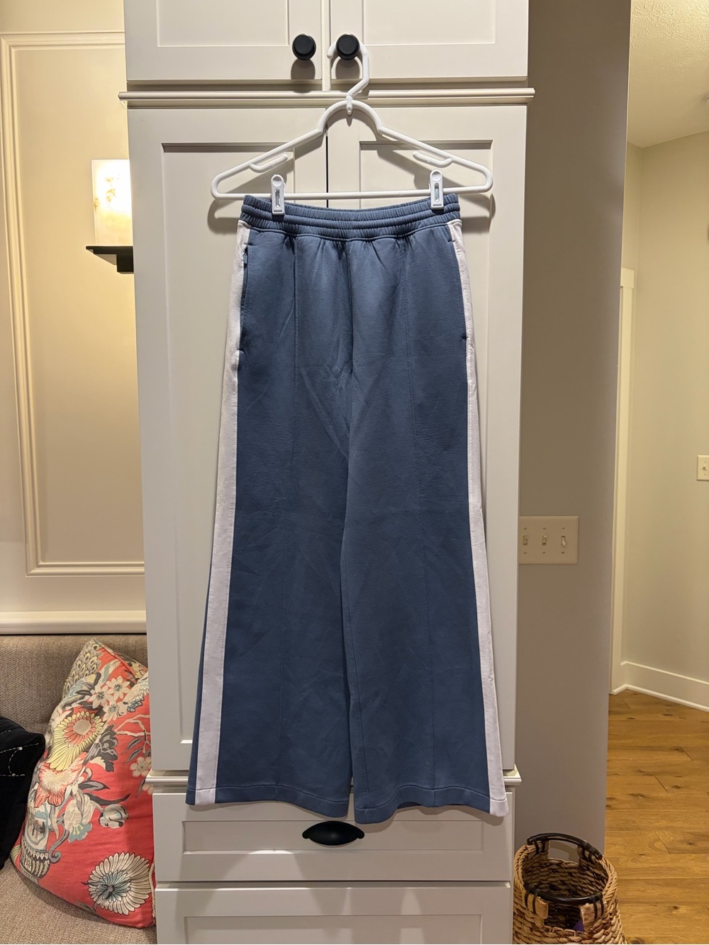 Women’s Blue Activewear Pants with White Side Stripes